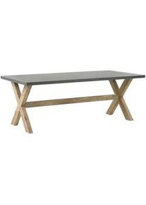 Beliani Gartentisch Faserzement grau 200/100 cm Olbia , Grau, Hellbraun , Stein , Quadratisch , 100x75x200 cm , Gartenmöbel, Gartentische, Gartentische