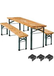 TecTake Bierzeltgarnitur Ludwig,Holzlackierung mit Klarlack,braun , Braun , Metall , Rechteckig , Gartenmöbel, Gartenmöbel-Sets