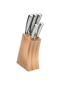 Justinus Messerblock , Edelstahlfarben , Holz, Metall , 6-teilig , 21x8.2x30 cm , K&uuml;chenmesser, Messerbl&ouml;cke