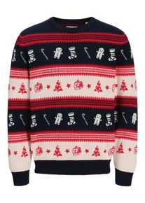 Jack & Jones JACK & JONES Pull-over 'JJXmas Noel' Homme bleu, rouge taille L