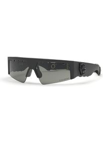 Philipp Plein Sport, Herren, Sportbrille, SSP006V 0U28 Occhiali da Sole (mattschwarzer, Rauchgrau Grün Flash), Schwarz