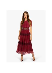 Apart Fashion, Damen, Kleider, Midi-Kleid aus Spitze mit Rüschen und Taillennaht, Rot, (42)