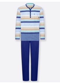 Hajo Herren Schlafanzug in blau-gestreift ,Größe 44/46, Witt, 62% Baumwolle, 38% Polyester