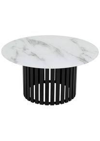 Livetastic Couchtisch , Schwarz, Wei&szlig; , Metall, Glas , rund , zylindrisch , 80x40x80 cm , einfacher Aufbau , Wohnzimmer, Wohnzimmertische, Couchtische, Couchtische rund