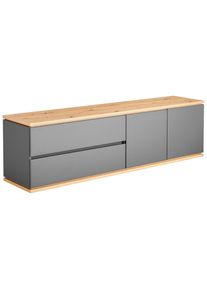 Xora Lowboard, Graphitfarben, Eiche Artisan, Kunststoff, 1 F&auml;cher, 2 Schublade(n) Schubladen, 184x54x42 cm, Typenauswahl, Beim&ouml;bel erh&auml;ltlich, stehend, Wohnzimmer, TV M&ouml;bel, Lowboards, Lowboards stehend