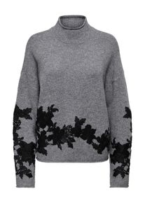 Only, Damer, Pullover 'ONLLisa', Gr&aring;-meleret / Sort, St&oslash;rrelse S