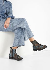 bonprix D&aacute;mska Čižmy na &scaron;nurovanie, kvetovan&yacute; vzor, zelen&aacute;, 37