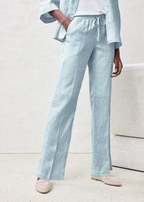 bonprix Femei Pantaloni cu elastic și șiret &icirc;n talie, din in 100%, albastru, 48