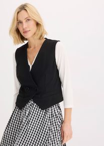 bonprix Női Dzsörzé kosztüm-mellény, fekete, 36/38