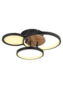 Globo SID Ceiling Light LED Wood like finish, black, white, 1-light source