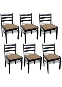 vidaXL Sillas de comedor 6 unidades madera maciza y terciopelo marrón
