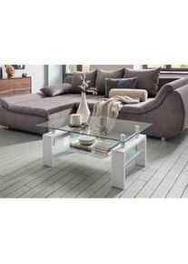 Paroli , Couchtisch , weiß + weiß + Transparent
