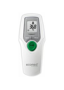 ECOMED, Infrarot-Fieberthermometer &raquo;TM-65E&laquo; ber&uuml;hrungslose Messung: K&ouml;rper, Umgebung, Fl&uuml;ssigkeit, Oberfl&auml;che, wei&szlig;, Kunststoff, letzten 30 Messwerte 