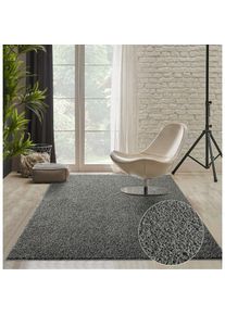 the carpet , Teppich »Foxy« rechteckig 30 mm Höhe Wohnzimmer Teppich Hochflor waschbar rutschfest , schwarz , Obermaterial: 100% Polypropylen , B :...