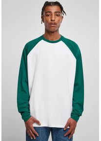 Urban Classics - Organic Oversized Raglan White/Green - Långärmad T-shirt - vit - S - 100 % ekologisk bomull,Jersey