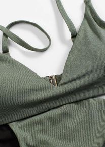 bonprix Bikini bustier (2 części) z połyskującą nitką, zielony, 38