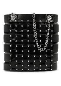 Time Resistance, Damen, Handtasche, Handgefertigte Ledertas mit Schulterriemen und Ruckschluss, Schwarz