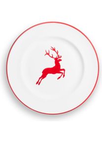 Gmundner Keramik Robinroter Hirsch Dessertteller Gourmet (Ø 22cm), Teller, Rot
