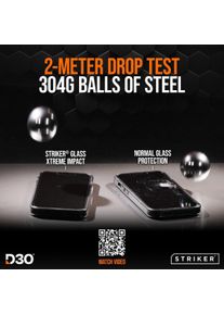 Striker D3O Geh&auml;rtetes Glass Edge To Edge Displayschutzfolie Apple iPhone 16 Pro (1 Stk., Apple iPhone 16 Pro), Smartphone Schutzfolie, Transparent