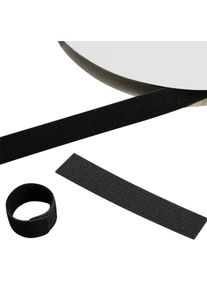 5 m Bandas de gancho y bucle a ambos lados, rollo de 5 m, negro 20 mm, nylon|poli&eacute;ster