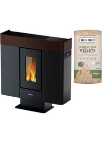 FreePoint Pelletofen »Moon airtight« kanalisierbare Warmluft, WIFI inklusive, raumluftunabhängig in braun