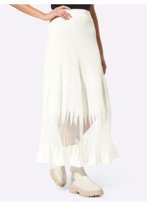 Damen Strickrock in ecru ,Größe 36, WITT, 47% Baumwolle, 47% Modal, 5% Polyester, 1% metallisierte Fasern