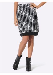 Damen Strickrock mit Merinowoll-Anteil in schwarz-ecru-gemustert ,Größe 36, WITT, 70% Polyacryl, 30% Schurwolle