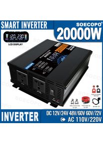 SOECOPO 20000W Peak Smart Power Inverter DC 12V 24V 48V 60V 72V To AC 110V 220V Converter LCD Display for Car Home Solar System