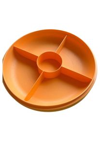 Tupperware drehbare Servierplatte 4 Fächer Snackplatte Orange 27 cm
