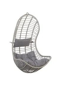 Beliani Hängesessel PE Rattan grau mit Sitzkissen Pineto , Kunststoff , 66x137x80 cm , Gartenmöbel, Gartenschaukeln, Hängesessel