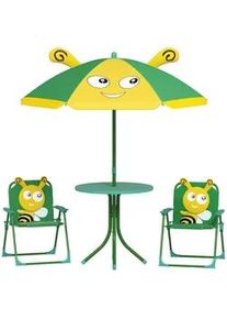 Aiyaplay Kindersitzgruppe Garten Kindersitzgarnitur mit 2 Klappstühlen Bienen-Muster Grün , Metall , Gartenmöbel, Kinder-Gartenmöbel