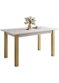 Lookway Esstisch Arton Gold ausziehbarer Tisch 140-195 cm Klapptisch Wohnzimmer , Multicolor , Holzwerkstoff , Rechteckig,Rechteckig , 80x77x140 cm , Hergestellt in Europa , Esszimmer, Tische, Esstische