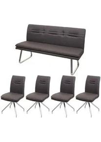 MCW Esszimmer-Set Grau, Braun 5er-Set , Textil , 160x90x60 cm , Esszimmer, Bänke, Sitzbänke