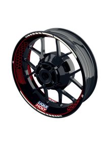 One-Wheel Felgenaufkleber Liqui Moly Hexagon schwarz rot matt - Motorradteile & Ersatzteile - Reifen & Felgen - Felgenaufkleber