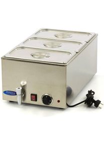 Maxima Elektrische Bain Marie mit Tapkraan, Gastronormbakken und Warmhaltefunktion, Speisewärmer, Silber