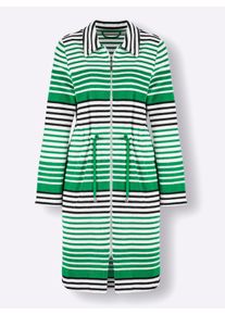feel good Dames Badjas in grasgroen/wit gestreept ,maat 36/38, Witt, 80% Katoen, 20% Polyester