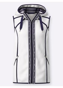 Damen Fleeceweste mit weitenverstellbarer Kapuze in ecru ,Größe 52, WITT, 100% Polyester. Kapuzenfutter: 100% Polyester