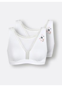 wäschepur Dames Bustier in wit geprint ,maat 38, Witt, 84% Polyamide, 16% Elastan