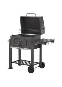 Beliani Holzkohlegrill mit Deckel Stahl grau rechteckig rollbar Pavlof , Grau , Metall , 79x107x49 cm , Grills, Holzkohlegriller