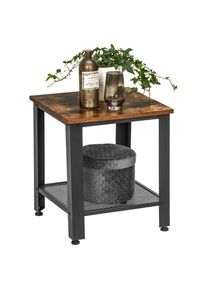 CARRYHOME Beistelltisch, Schwarz, Walnussfarben, Metall, Holzwerkstoff, quadratisch, eckig, 40x45x40 cm, Wohnzimmer, Wohnzimmertische, Beistelltische, Beistelltische Metall