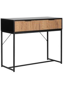 Mid.you Konsolentisch , Naturfarben, Schwarz , Metall , 2 Schubladen , rechteckig , eckig , 100x80x40 cm , Wohnzimmer, Wohnzimmertische, Konsolentische