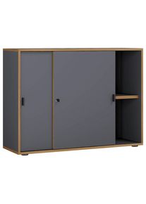 Mid.you Aktenschrank , Anthrazit, Honigeiche , Holzwerkstoff , 1 Fächer , 100x74x37 cm , abschließbar , Büromöbel, Büroschränke, Aktenschränke