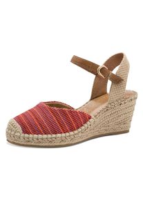Tamaris , Keilsandalette , Plateau, Sommerschuh mit geschlossenem Zehenbereich , rot kombiniert , 41 , 41 , Keilsandalette im Espadrille-Style mit...