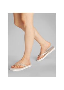 Calvin Klein Jeans, Damen, Zehentrenner &raquo;THONG+ TPU METALLIC&laquo; Sommerschuh, Badeschuh, Schlappen, Strandschuh mit Zehensteg, creme-wei&szlig;, 37, creme-wei&szlig;