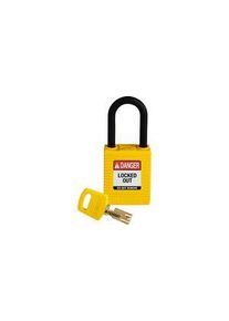 Brady Brady LOTO-101 Key Weatherproof Nylon, Plastic Padlock, 6.35mm Shackle, 38.00mm Body - NYL-YLW-38PL-KD