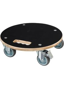 Nature, Pflanzenst&auml;nder + Blumentreppe, Pflanzenroller Rund &Oslash;38cm Schwarz Holz