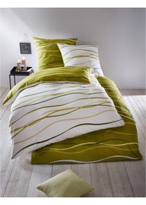 bonprix Lenjerie de pat reversibilă cu valuri, verde, 2x 80/80 cm, 2x 135/200 cm