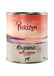 Lot économique Purizon Organic Bio 12 x 800 g.- bœuf, poulet & carottes