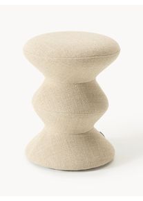 POLSPOTTEN Rundt Sidebord Zig Zag Beige Akrylglas, Syntetisk fiber, Metal, Stof &Oslash; 36 x H 46 cm