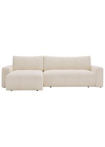 CARRYHOME Ecksofa, Creme, Kunststoff, F&uuml;llung: Schaumstoff, Ottomane links, L-Form, einmalig seitenverkehrt montierbar, 245x150 cm, Liegefunktion, Schlafen auf Sitzh&ouml;he, R&uuml;cken echt, haustierfreundlicher Bezug, Wohnzimmer, Sofas & Couches, Wohnlandschaften, Ecksofas mit Schlaffunktion